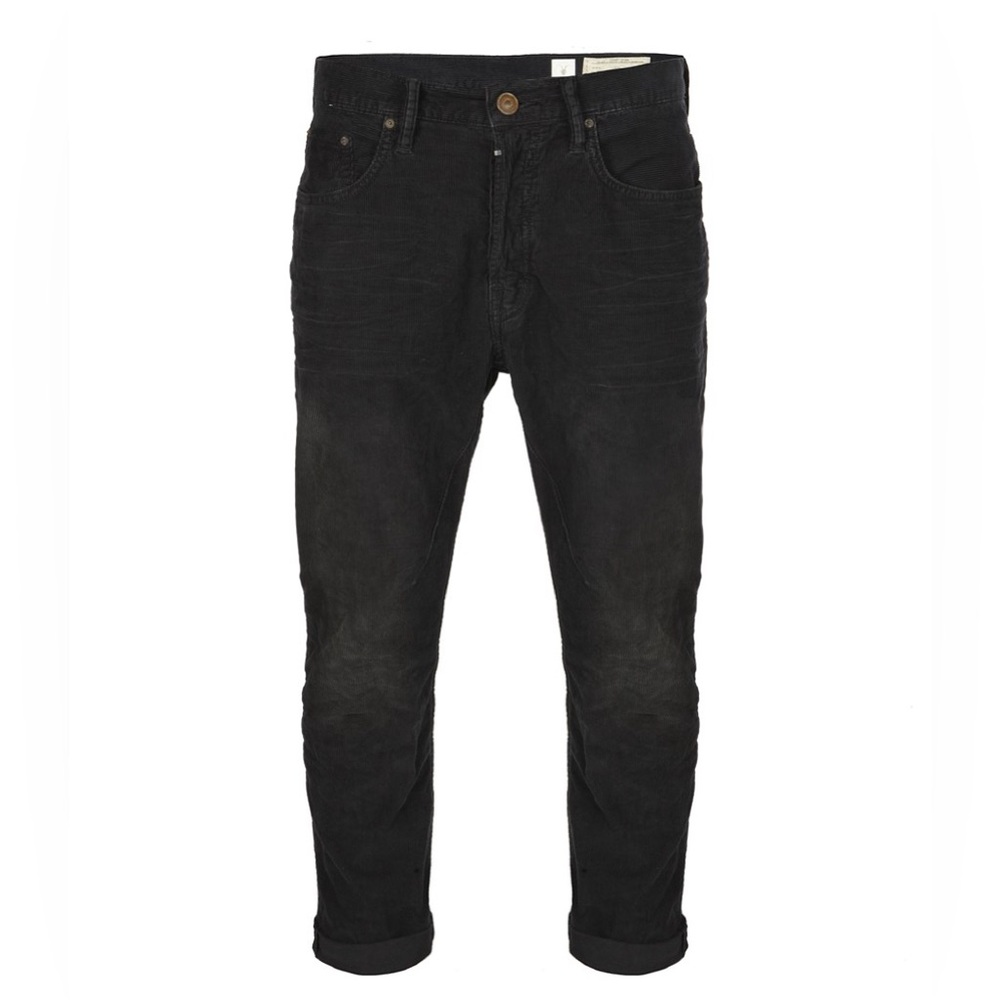 NWT AllSaints Cropped Short Kick Corduroy Pants 32 Black Jeans